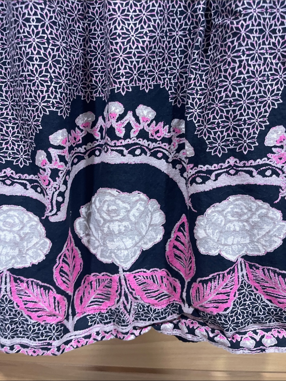 Free People Black Midi Dress with Pink & Cream Floral Medallion Print - Picture 7 of 9
